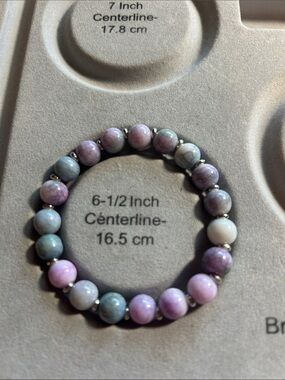 💜Lavender Bead Stretch Bracelet with Silver Spacers